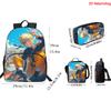 NARUTO Cartoon 3Pcs School Kit Durable Lightweight Backpack Front Pocket Lunch Bag Pencil Pouch For Kids Boys Girls Age 5-10