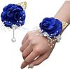 WANLIAN Blue Bridesmaid Wrist Corsage Wedding Flowers Prom Rose Corsage and Boutonniere Set for Wedding Party Prom Wedding Ceremony Anniversary Set