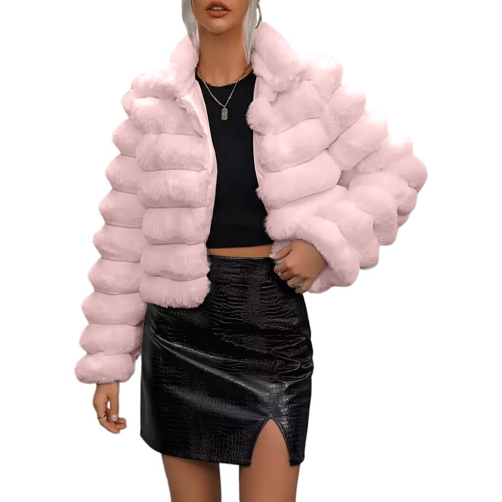 Women's Fashionable Warm Long Sleeve -Color Furry Coat