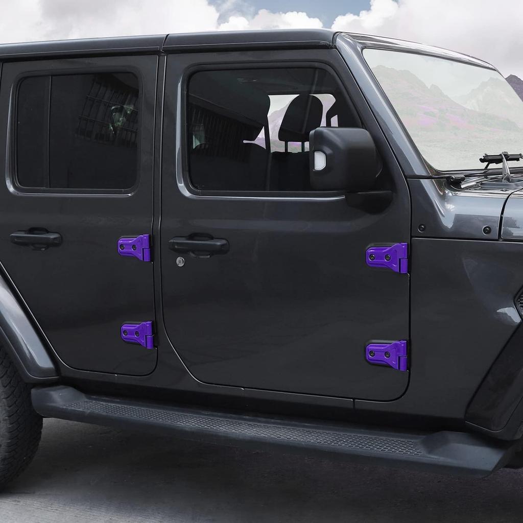 8PCS Door Hinge Cover Trim Accessories For 2018-2024 2025+ Jeep Wrangler JL JLU For -2024 2025+ Jeep Gladiator JT (Purple)
