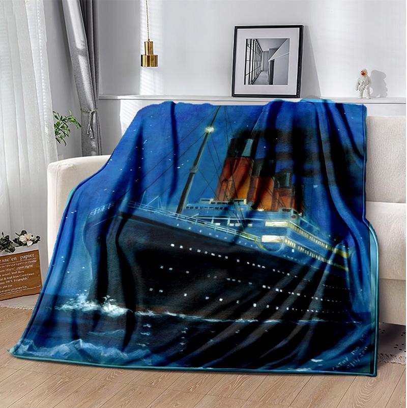 Titanic Flannel Blanket Soft Warm All-Season Throw, Design for Camping, Car Travel, Hiking Sofa, Bed, Office Perfect Gift for Parties