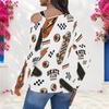 Women Plus Size Asymmetric Cutout Neck Cold Shoulder Long Sleeve Camping Printed Top