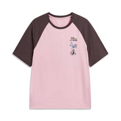 T-shirt Unisex a Girocollo con Stampa di Lettere per Coppia Li Ning Tops ATSW289-10