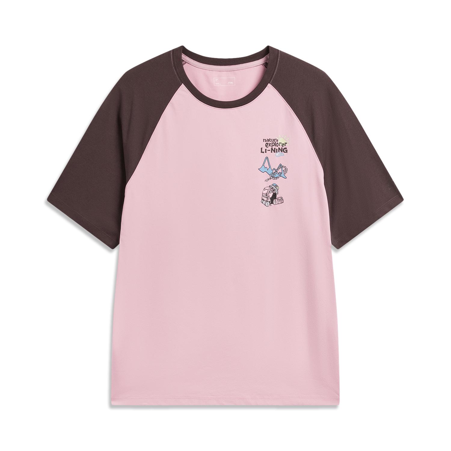 

Li Ning Футболка с круглым вырезом и принтом букв для пары, унисекс, топ ATSW289-10 S