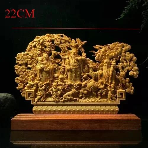 Solid Wood Carving Circular Carving Crafts Home Decoration Indoor Decorations Birthday Gift Gift Wishes for Longevity and Peace