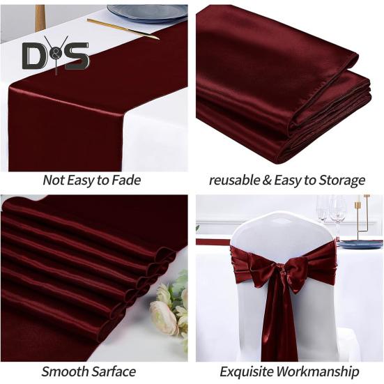 Satin Table Runner 108 X 12 Inch Wrinkle-Free Table Runner Solid Color Table Runner for Wedding Birthday Parties Banquets Dining Table Decor