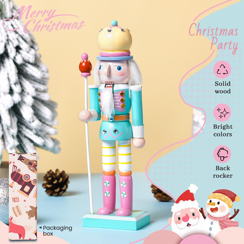 25CM Nutcracker Soldier Puppet Candy Series Combination Wooden Craft Christmas Tree Pendant Family Festival Decoration Gift