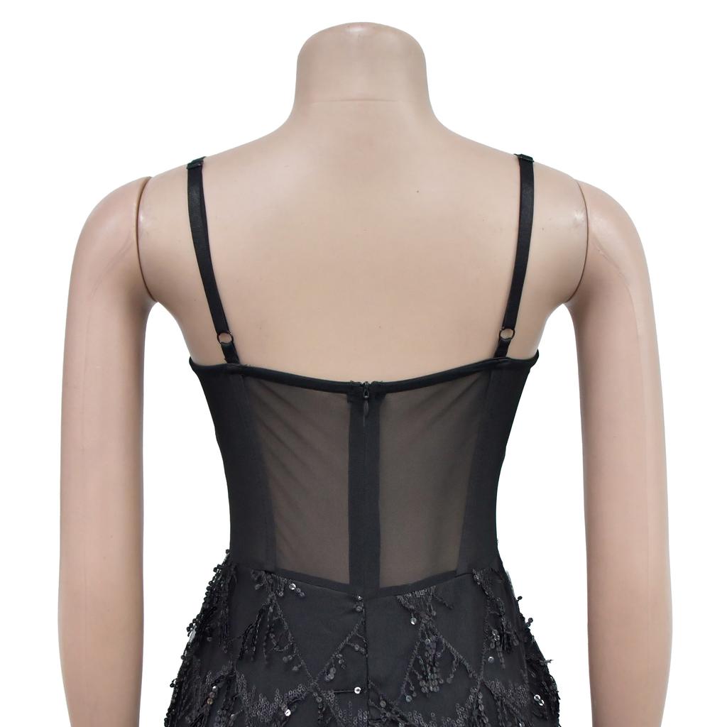 Evening Gown Fashion Party Gowns Women's Solid Sequins Sexy Halter Long Dress