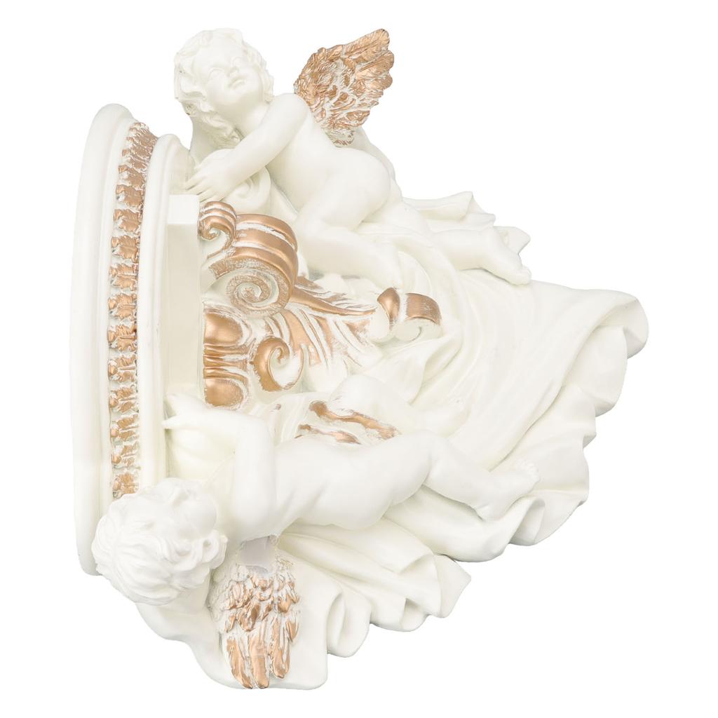 Resin Angel Wall Shelf European Exquisite Beautiful Decoration Rack for Bedroom Living Room Kitchen Beige Gold