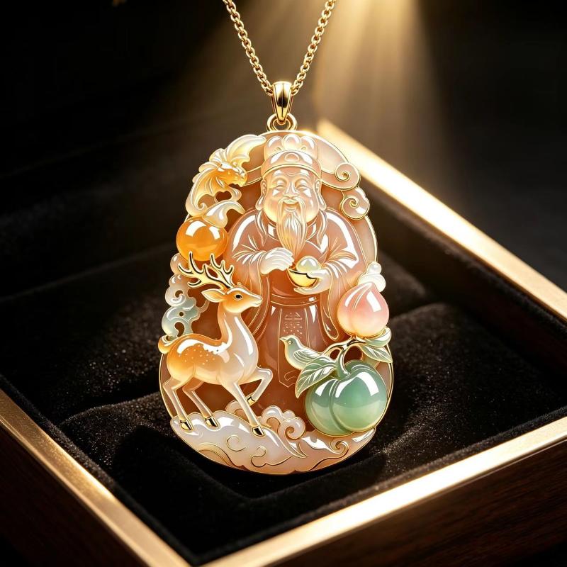 1 Pendentif Collier Déesse Émail Métal Grue Motif Pêche Talisman Chanceux Bijoux Pour Femmes Quotidien Fête