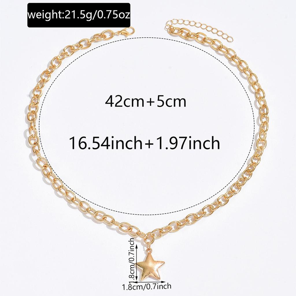 Women's Glossy Pentagram Pendant Necklace Daily Accessory