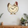 Silents None Ticking Wall Clock Natural Wood Chicken Clock with Black Number Markers, Battery Drive, Weathered Beige Finish, and Decorative Bird