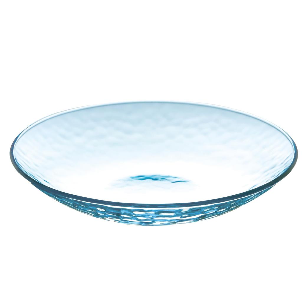 Toyo Sasaki Glass Gracieux Ball Set of Made in Dishwasher Noodle Somen Round Large Glass Plates, 23, Blue, 3, Japan, Safe, Plate, Plate, Plate, Plate,