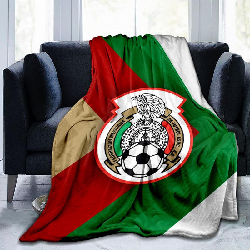 Mexico Football Team Emblem Printed Throws Blanket Soft Flannel Blankets for Couch Bed Gifts for Men Women Picnic Blanket Christmas Gifts