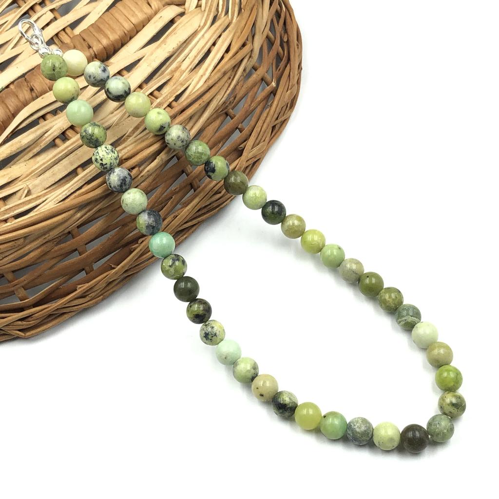 8mm Natural Chrysoprase Gemstone Round Beads Designer Necklace 17-20" Handmade Beads Choker Gift For Women 8BN-34