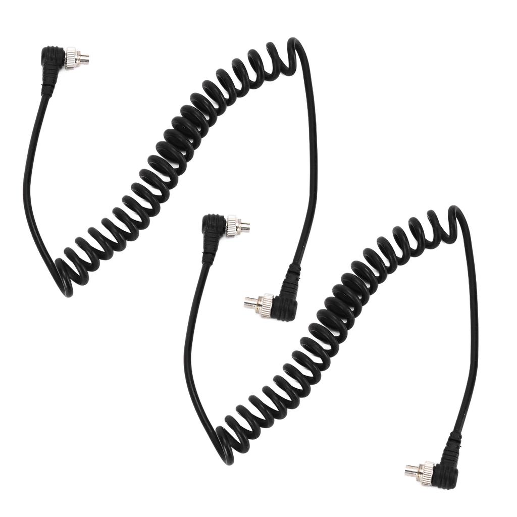 2Pcs Camera Flash Synch PC Cord Male to Male Speedlite Spring Cable Universal Type for Studio Video