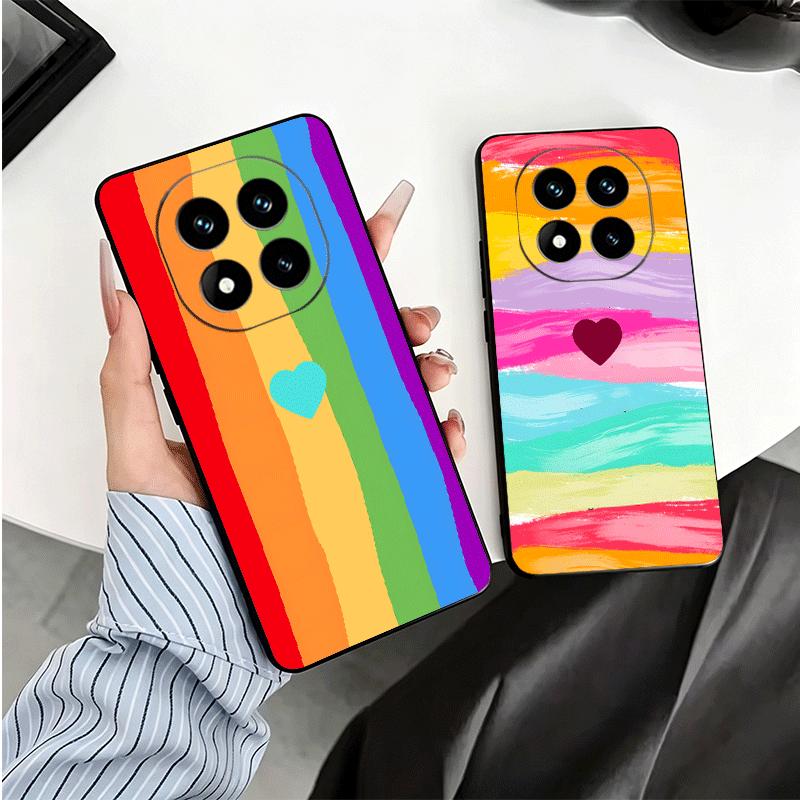 Rainbow Gradient Love Desgin Soft Phone Case for Xiaomi Redmi Note 12 13 14 15 Pro Plus 11 12S 11S 11T 10 4G Black Cover Back Sh