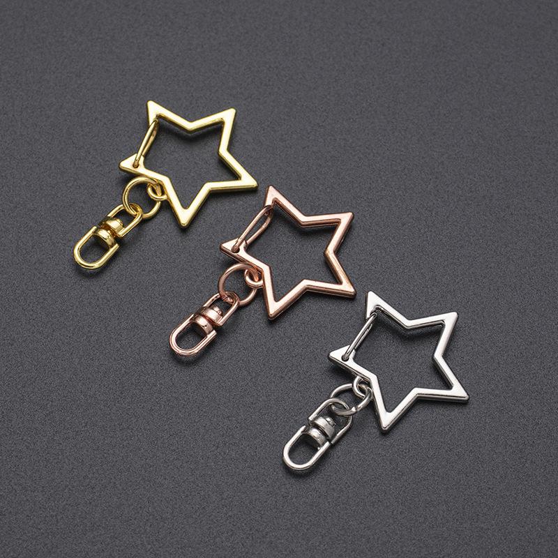 20 ks Klip na klíče ve tvaru hvězdy s pružinovým uzávěrem a řetízkem, závěsná přezka, otevřený spojovací kroužek a kovová otočná karabina pro DIY výrobu šperků