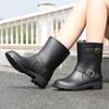 Women's rain shoes women's fashion outer wear locomotive boots upper and lower buckles classic fashion medium tube waterproof and non-slip rain