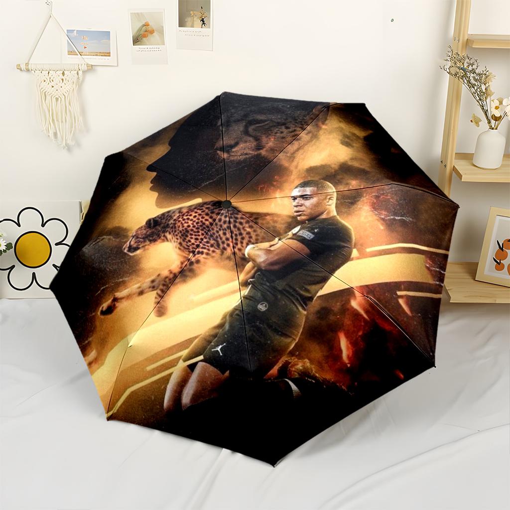 Mbappé Automatic Umbrella Compact 8-Rib Design Durable Plastic Iron All-Season Umbrella for Travel Fashion Lovers Wedding Party Gift