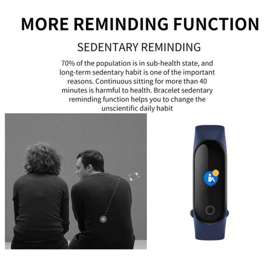 M3 Plus HR Heart Rate Blood Pressure Monitor Fitness Tracker Smart Bracelet