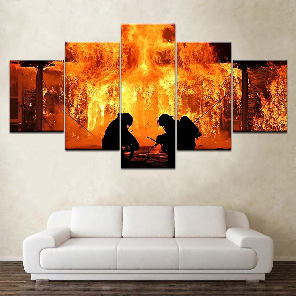 

Fire Fighter Canvas 5 Panels Wallpapers modern Modular Poster art Canvas painting for Living Room Home Decor 20x35 20x45 20x55cm