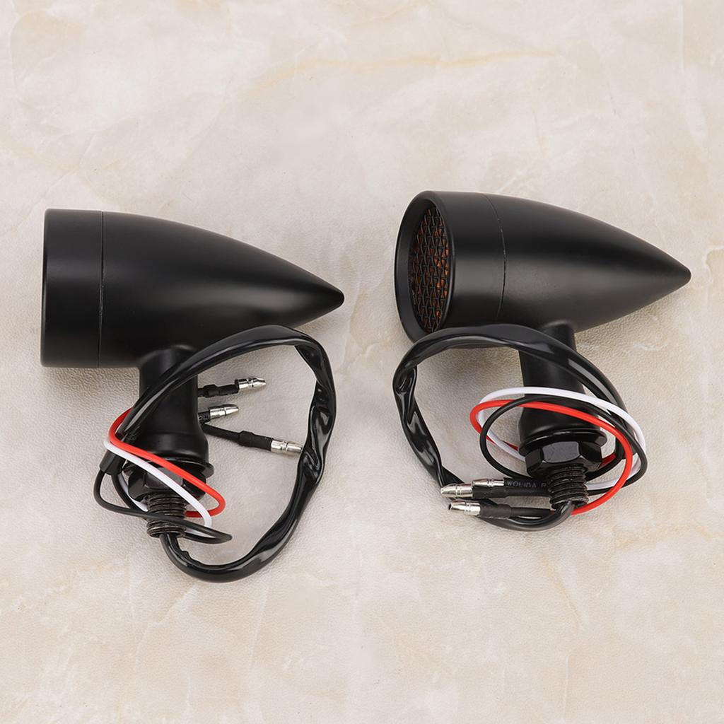 2PCS Universal Aluminum Motorcycle plating Retro LED Bullet Turn Signal Indicator Light