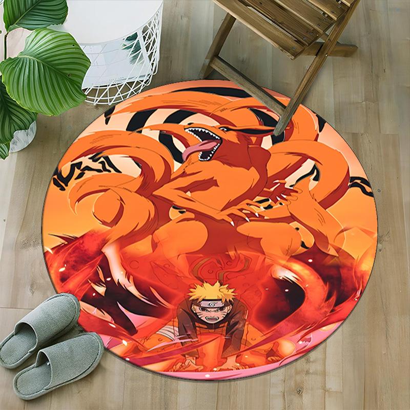 1 Stück NARUTO (3) Runder Teppich mit Aufdruck Stuhl Runder Teppich Geeignet für Schlafzimmer Wohnzimmer Heimdekoration Teppich