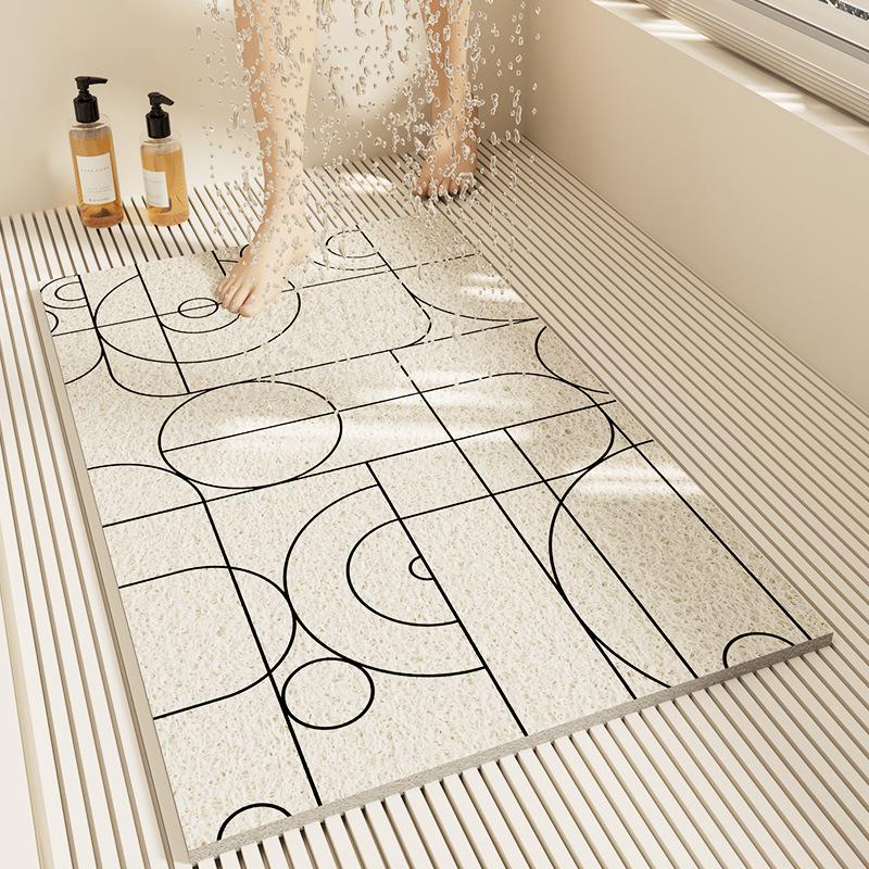 Modern Minimalist Anti-Slip Bathroom Silk Ring Mat - Cuttable, Dirt-Resistant, Hollow Drain Foot Pad