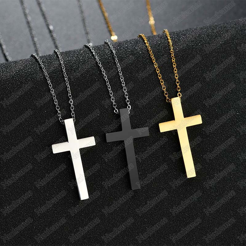 Nextvance Kundenspezifische Personalisierte Kreuzkette Graviertes Datum Namensanhänger Halsketten Für Edelstahl Einfacher Jesus Schmuck