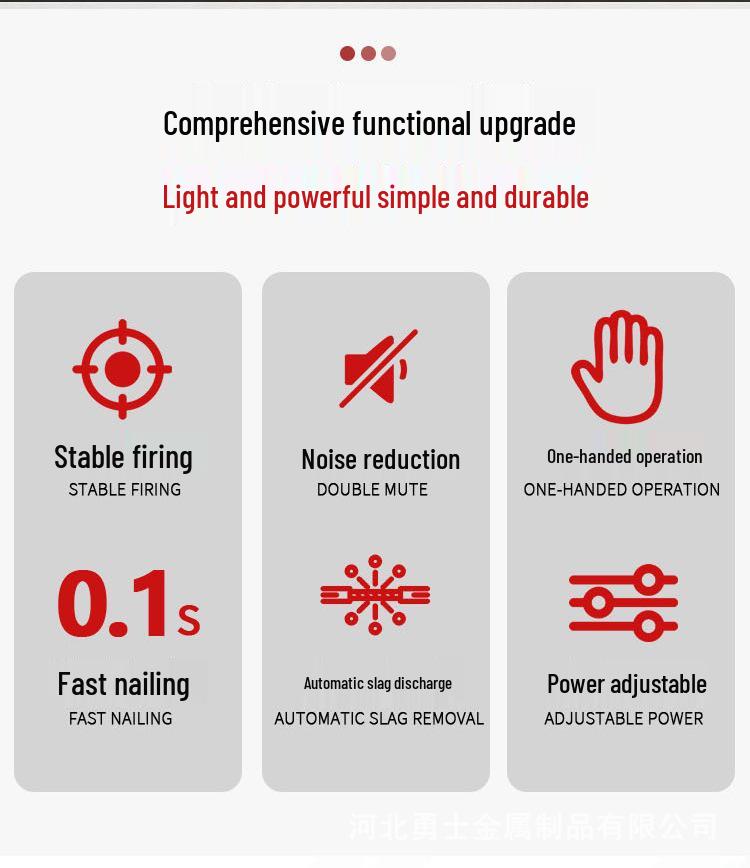 Universal Silent Powder-Actuated Nail Gun for Ceiling, Steel, and Concrete