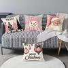 Christmas Printed Pillow Case Cute Santa Claus Gift Snowman Fashion Decorative Linen Plush Pillow Case