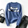 Women's European Retro Fair Isle Long Sleeve Color Block Knitted Sweater Top