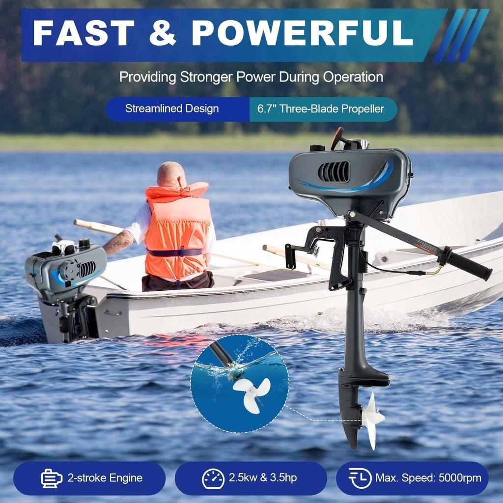 5000RPM Hand-start Motor Suspended Propeller Thruster 2 Stroke 3.5HP Outboard Motor Strong Power Marine Engine
