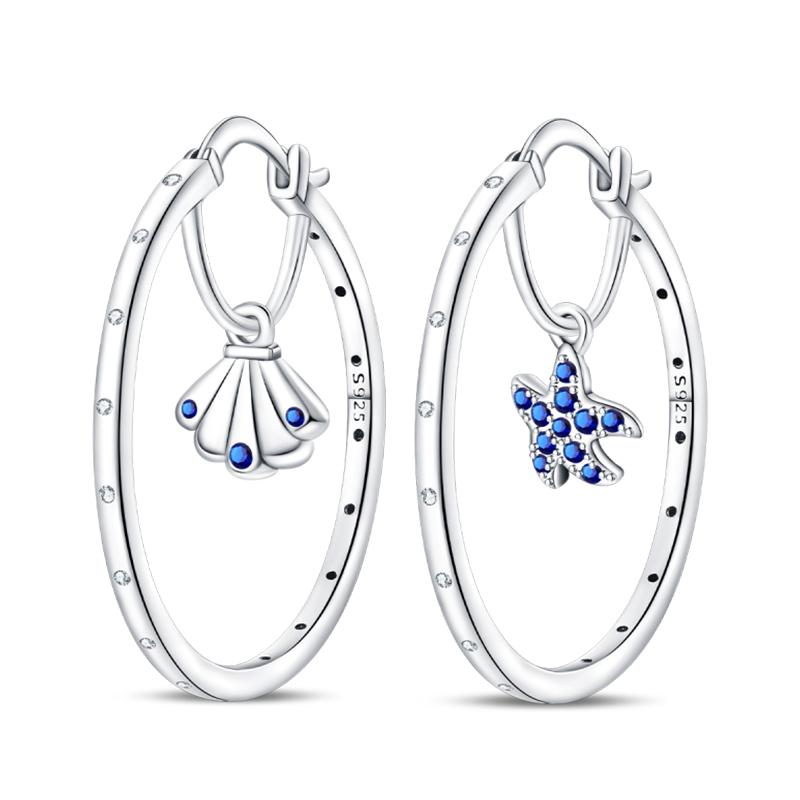 925 Silver Ocean Theme Earrings Dolphin Sea Star Shell Turtle Original Design Fashion Jewelry for Women