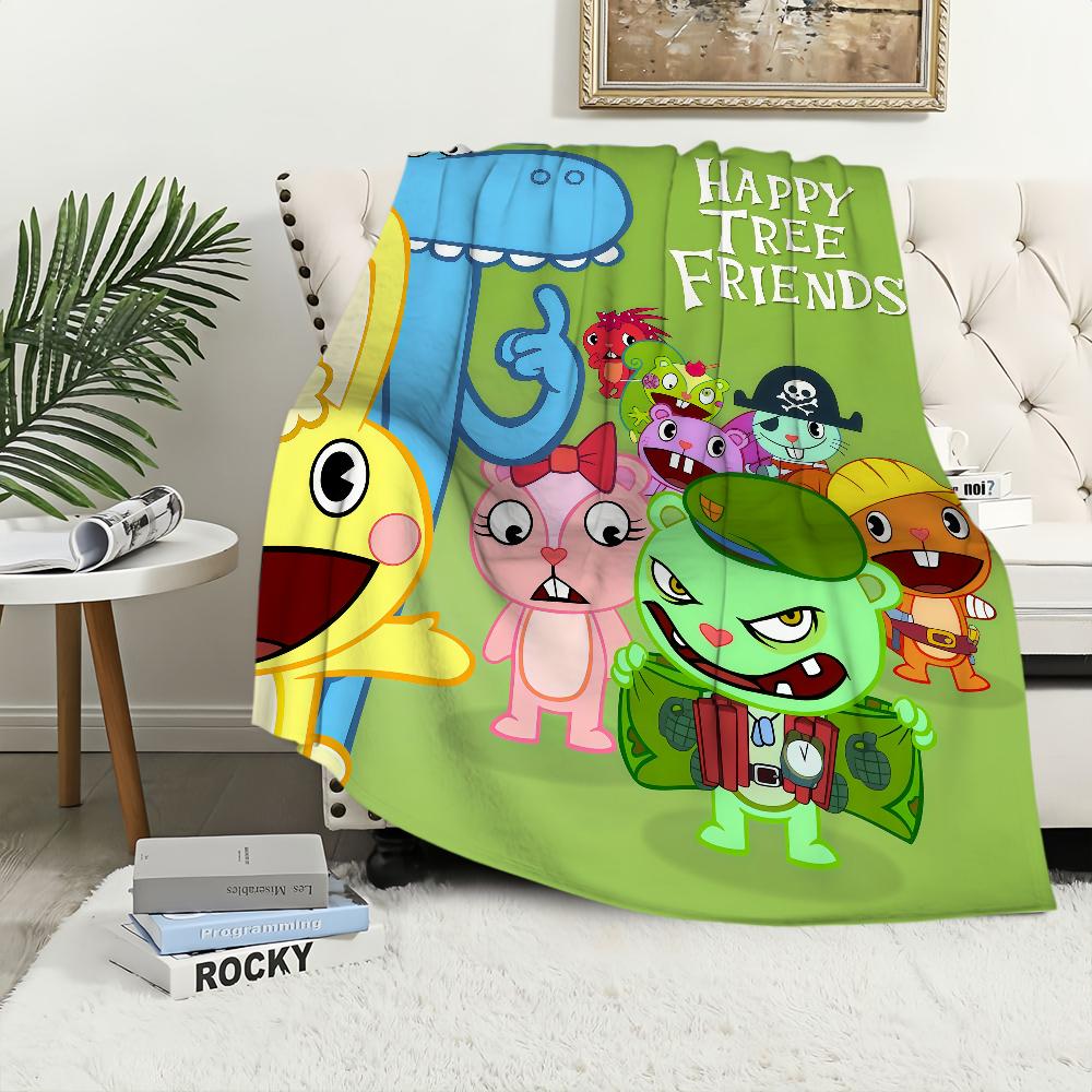 Cute cartoon art Happy T-Tree F-Friends Fliqpy Flannel warm comfort soft plush blanket for sofa living room bedroom travel gift
