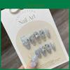 Maten XS-L Verkrijgbaar Stijlvolle En Trendy Haze Blauwe Sneeuwvlok Valse Nagels