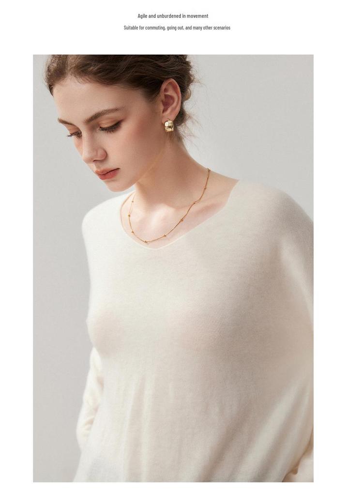 Women's V-Neck Loose Cashmere-Feel Side Slit Cardigan Sweater