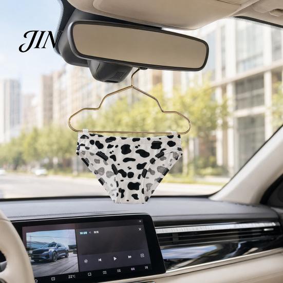 Rearview Mirror Decoration Leopard Print Underpants Car Pendant, Cute Mini Metal Hangers, Triangle Safe Pendant Underwear Quirky Auto Interior