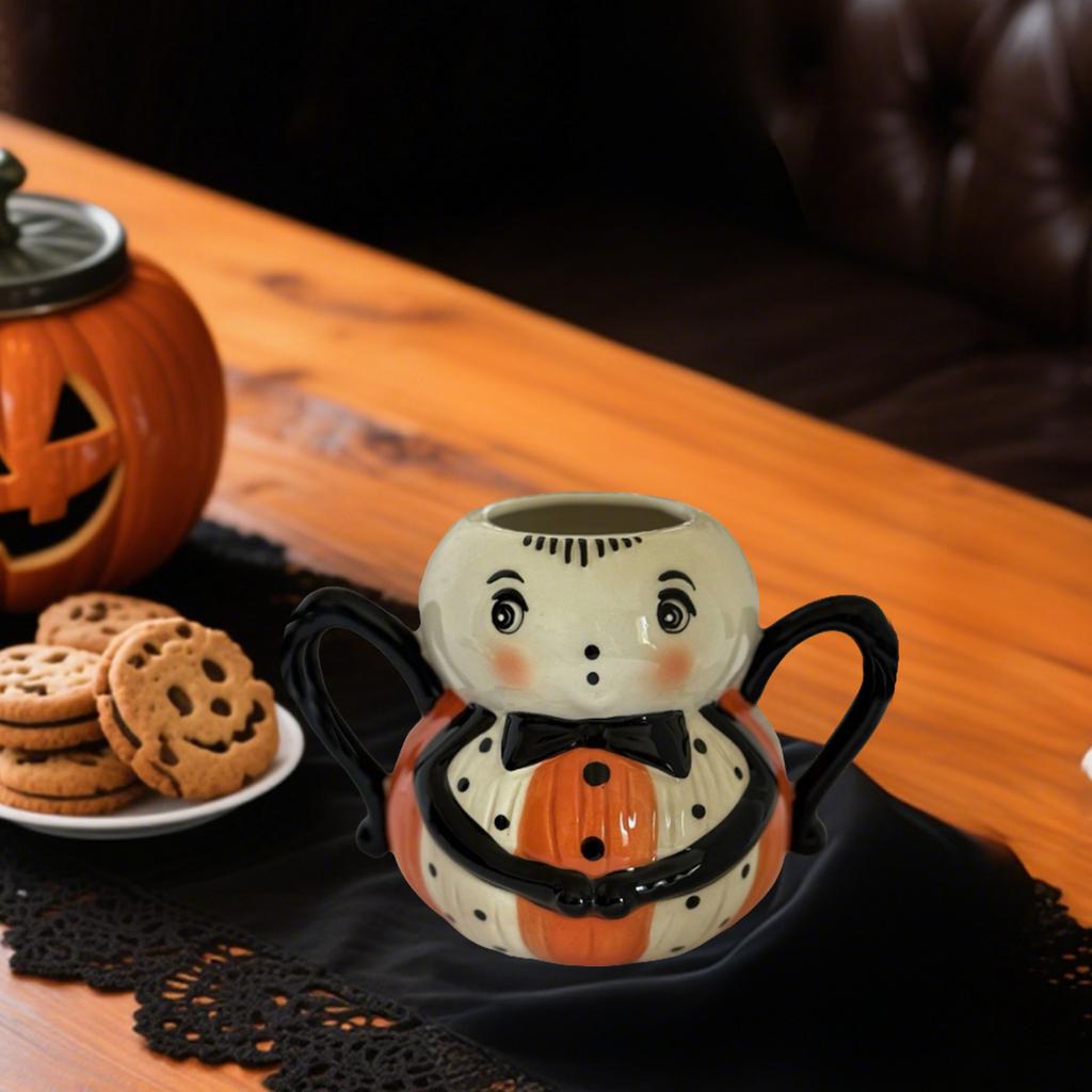 Retro Halloween 5.5in Pumpkin Skin Clown Spider Candy Bowl  Retro-style Halloween Candy Bowl