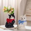 Cute Cat Ceramic Vase Art Flower Detector Creative Ornaments Light Luxury Ceramic Vase Hydroponic Flower Arrangement Accessories