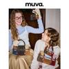 MUVA Genuine Leather Color Block Small Square Crossbody Bag