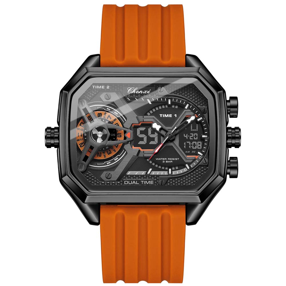 CHENXI Men's Watch New Large Dial Digital Watch Dual Display Fashionable Multifunctional Sports Watch Waterproof Male Watch