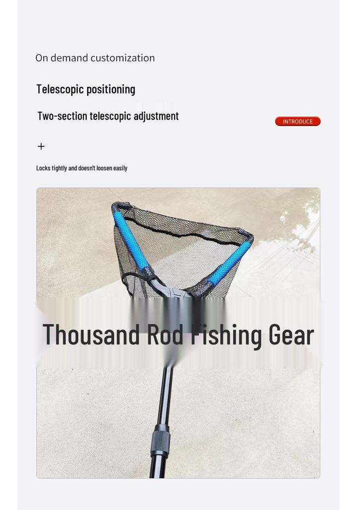 Aluminum Alloy Telescopic Folding Fish Net with Triangular Bag for Portable Wild Fishing
