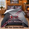 Nissan GT-R Pattern Bedding 3Pcs Set Custom Name, Bed Sheet And Pillowcases For Home Bedroom