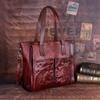 Retro Genuine Leather Female Bag Large Capacity Casual Tote Handmade Embossed Women Handbag Shoulder Bags