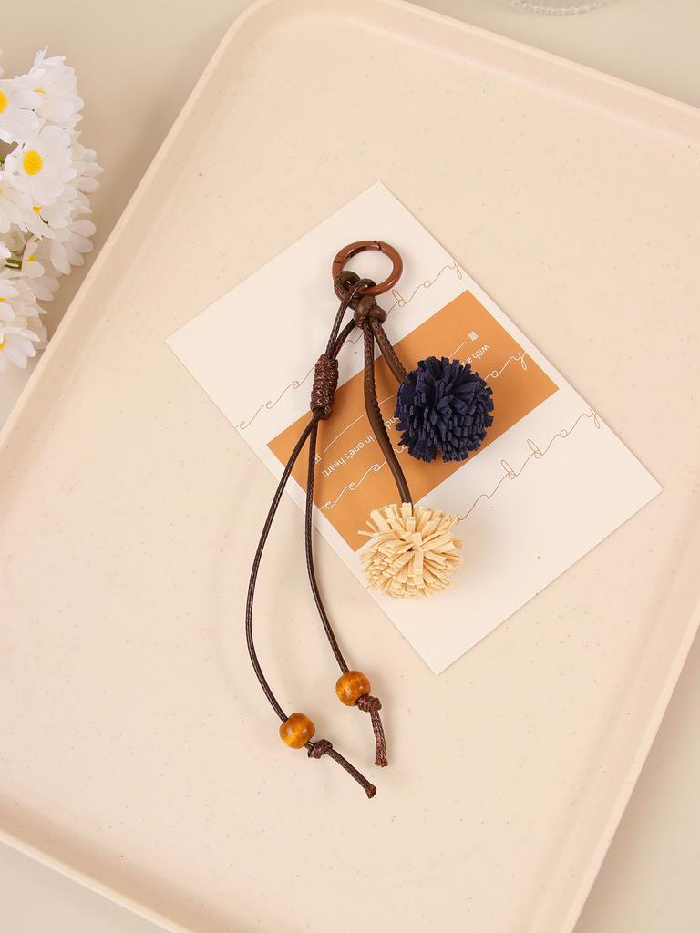 Miu series retro color fringed ball bag pendant doll pendant hand bag fringed pendant casual versatile match
