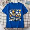 2026 Happy New Year Celebration Graphic Pure Cotton Loose Daily Casual Tops
