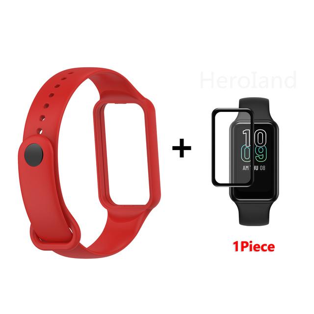 Fashion Silicone WatchStrap For Huami Amazfit Band 7 SmartWatch Band Bracelet Wristband For Amazfit band7 Strap Buckle +film