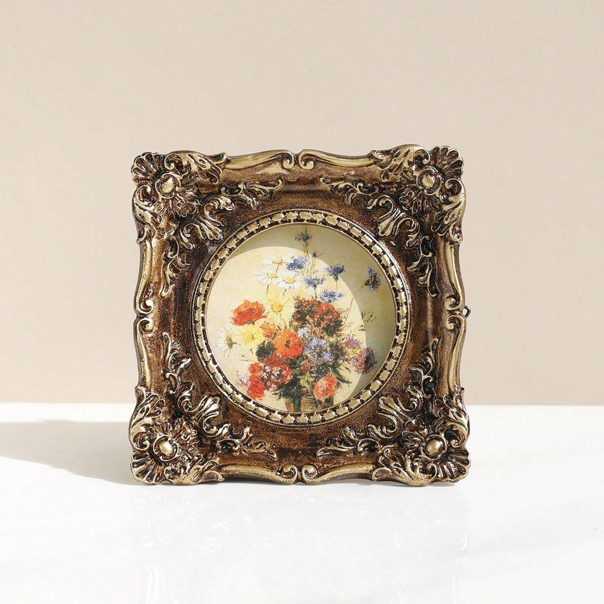 

Square Mini Freestanding Photo Frame, Vintage Style Resin Photo Frame, Combination Wall Decor for Gallery Wall Gifts Birthday Graduation Photo Frame золотий